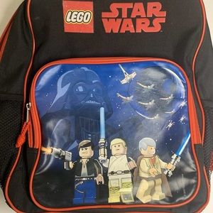 Star Wars Lego Backpack Red Black Graphic Print Adjustable Straps Pre-Owned